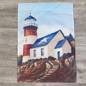 Mini American Americana Lighthouse Cottage Garden Flag 12.5" x 18"
